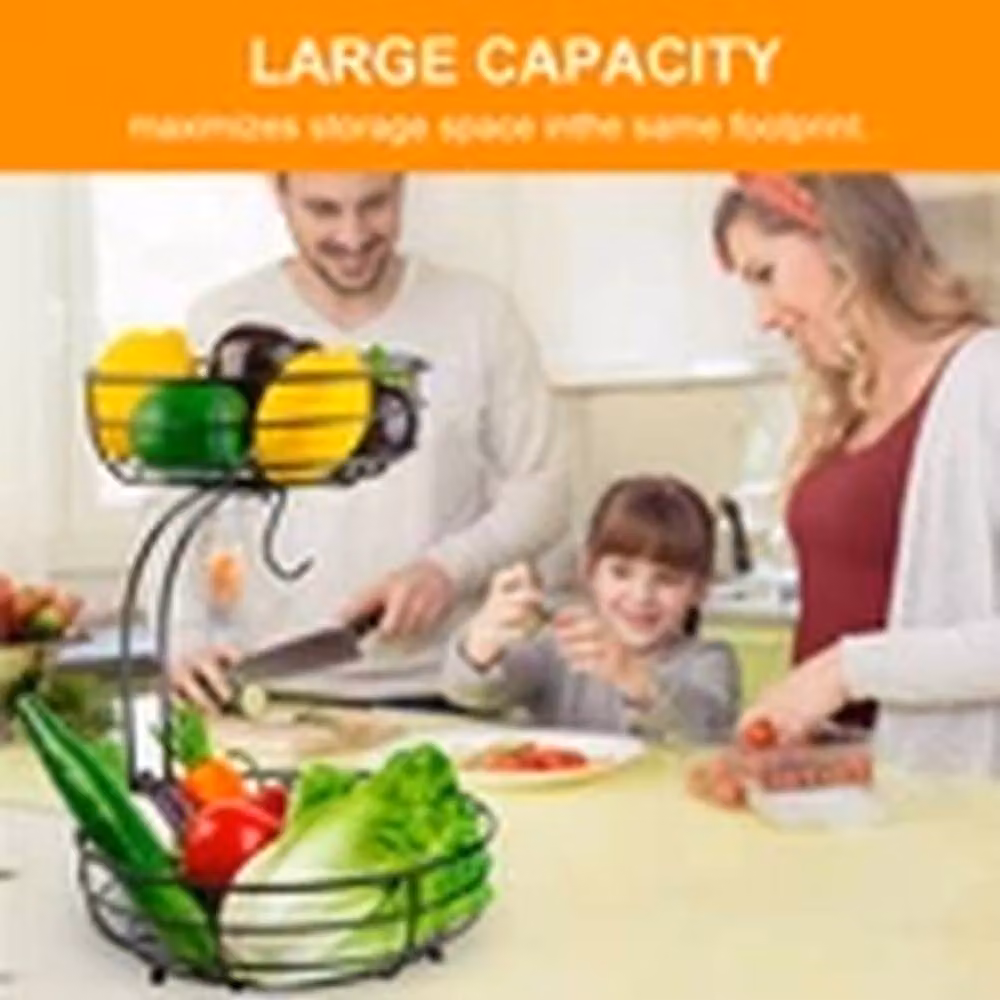 Havendro 2 Tier Fruit Basket with Detachable Hanger Bowls in Black – 4