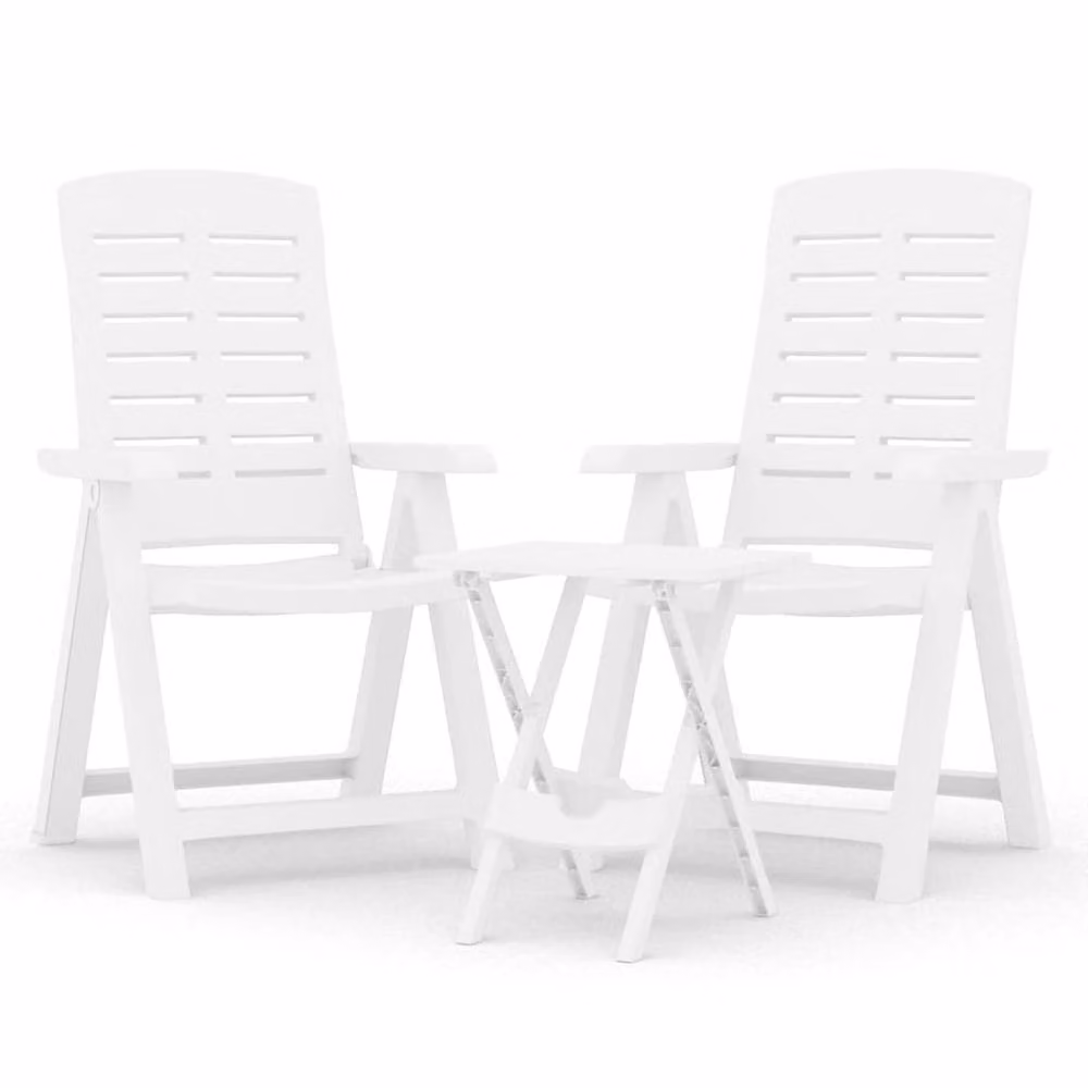 Berkfield Home 3 Piece White Polypropylene Garden Dining Set – 2