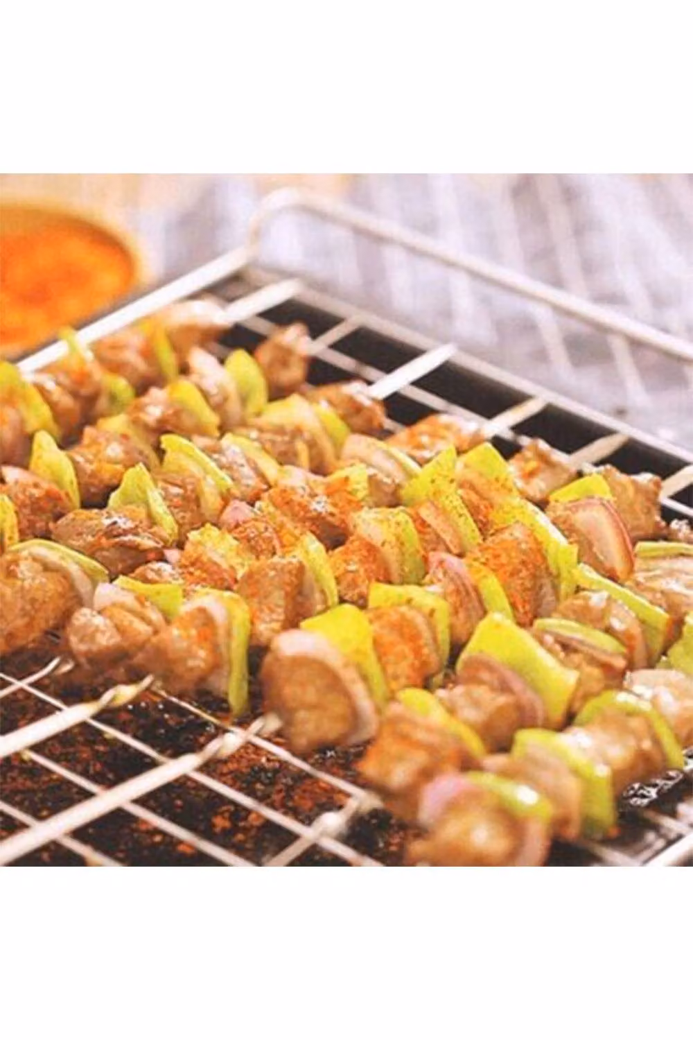 KDMD Twisted Metal BBQ Kebab Skewer Sticks, 6 Pack, Silver with Wood Handle, Length: 46 cm – 2
