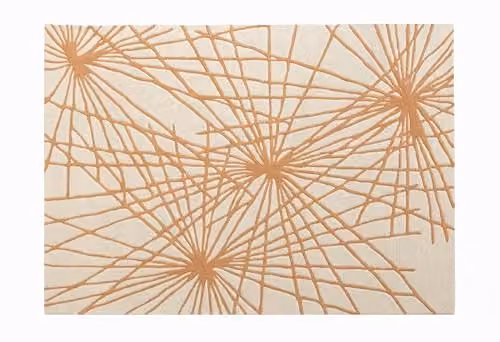 Esselle Home Aura Starburst Modern Rectangular Wool Rug in Sand and Orange, W: 160 cm, D: 230 cm