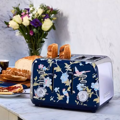 Laura Ashley 4 Slice Stainless Steel Toaster in Blue and Silver – 5