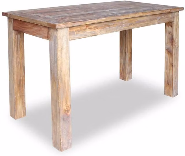 Berkfield Home Rectangular Rustic Dining Table in Brown Solid Reclaimed Wood, W/D/H: 120 x 60 x 77 cm
