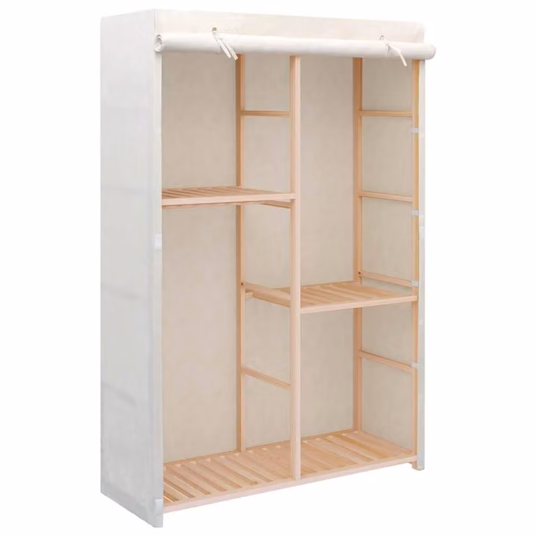 Berkfield Home 3-Tier Decorative Clothes Wardrobe in White, W/D/H: 110 x 40 x 170 cm