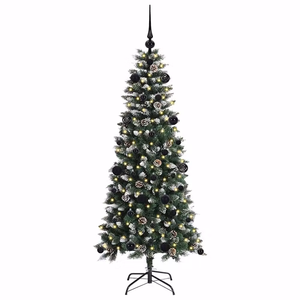 Berkfield Home Artificial Christmas Tree with 150 LEDs, Green, H x W x D: 150 x 66 x 66 cm – 3