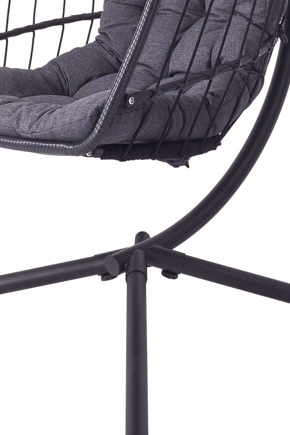 Garden Sanctuary Egg-Shaped Hanging Chair with Soft Cushion and Headrest in Grey – 6