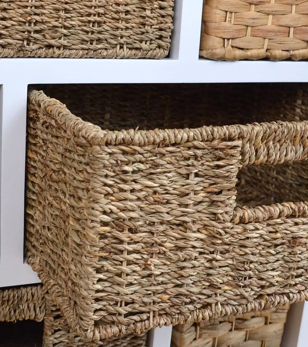 Statement Furniture Tetbury 8 Drawer Storage Unit in White with Rattan Baskets, W/D/H: 80 x 34 x 56 cm – 3