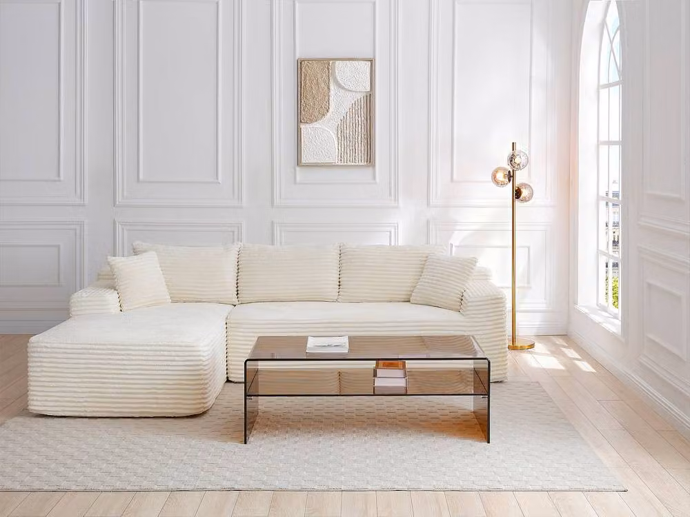 Vente-unique STILEOS Modern Rectangular Coffee Table with Double Tempered Glass Shelves in Brown – 3