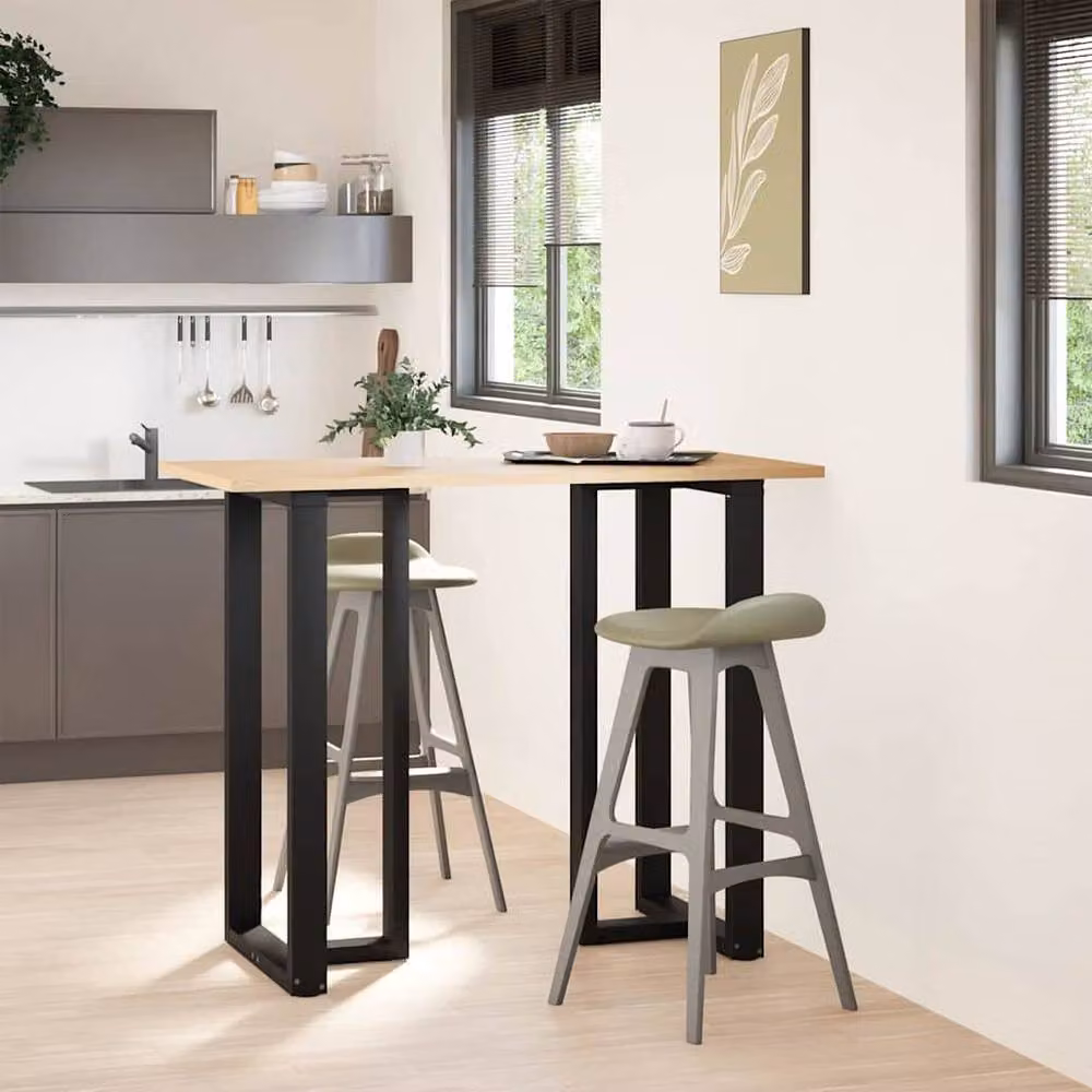 Berkfield Home Modern T-Shaped Bar Table Legs, 2 Pieces, Black Steel, W: 60 cm, D: 35 cm, H: 110-111 cm – 3