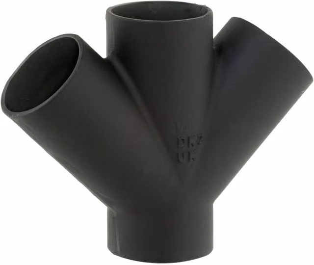 Hargreaves Mech 416 Black Cast Iron Soil Double Branch 45 Degree 100mm