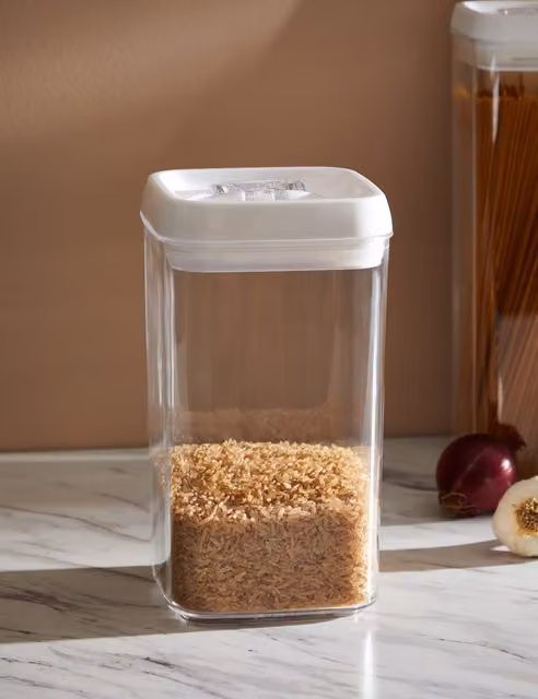 M&S White and Transparent Rectangular Airtight Plastic Food Storage Container, 2.4 l