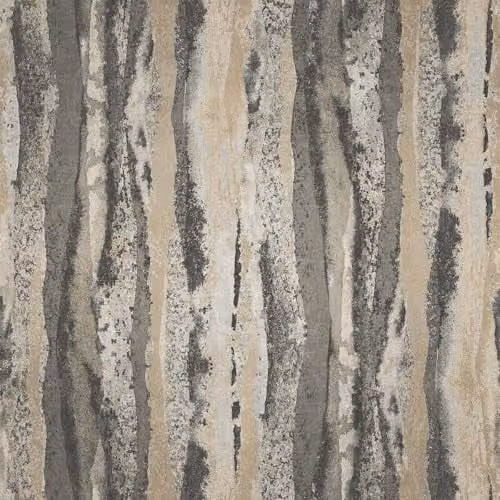 Muriva Soren Industrial Style Striped Abstract Wallpaper in Anthracite, Gold and Grey