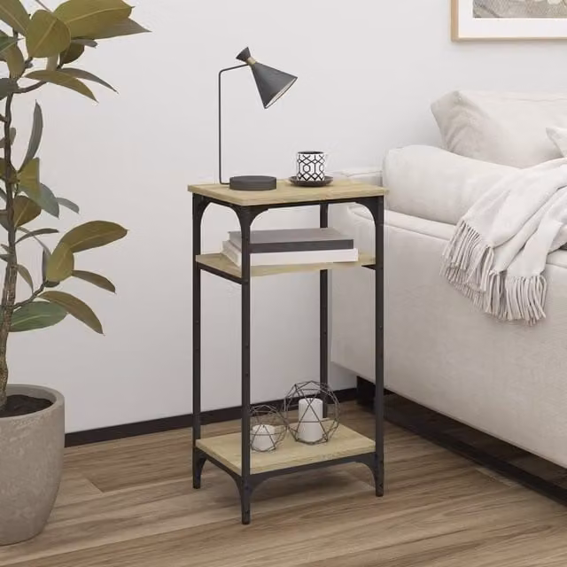 Berkfield Home Sonoma Oak Side Table in Brown, W/D/H: 40 x 30 x 75 cm