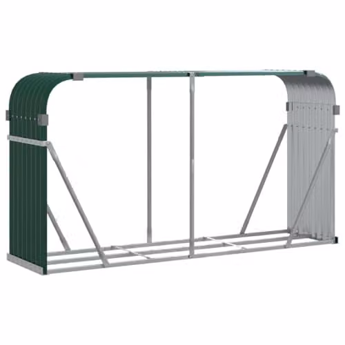 vidaXL Freestanding Log Holder in Green Galvanised Steel, H x W x D: 234 x 45 x 100 cm
