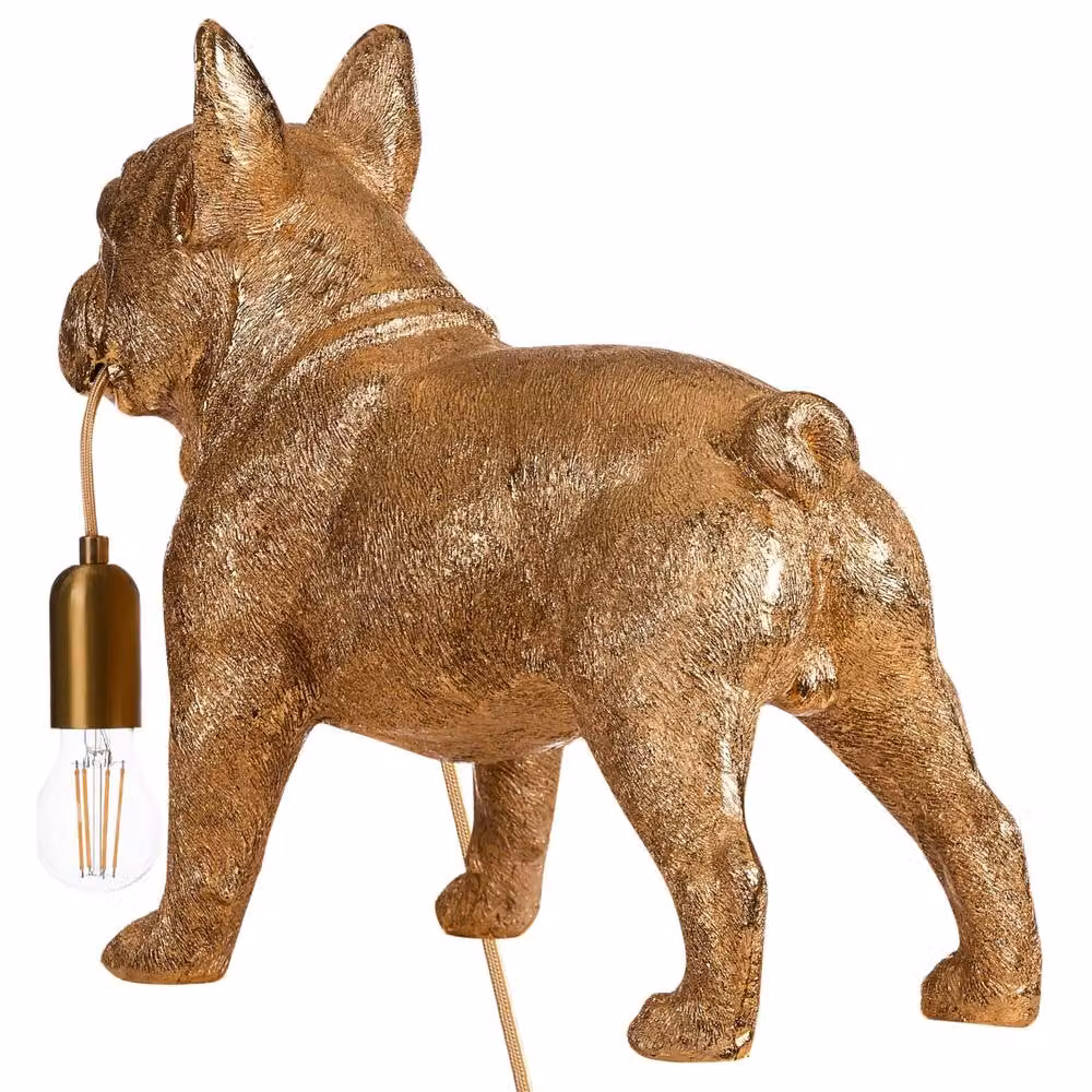 Wyld and Coco Gold Dog Table Lamp in Hand-Painted Polyresin and Metal – 4