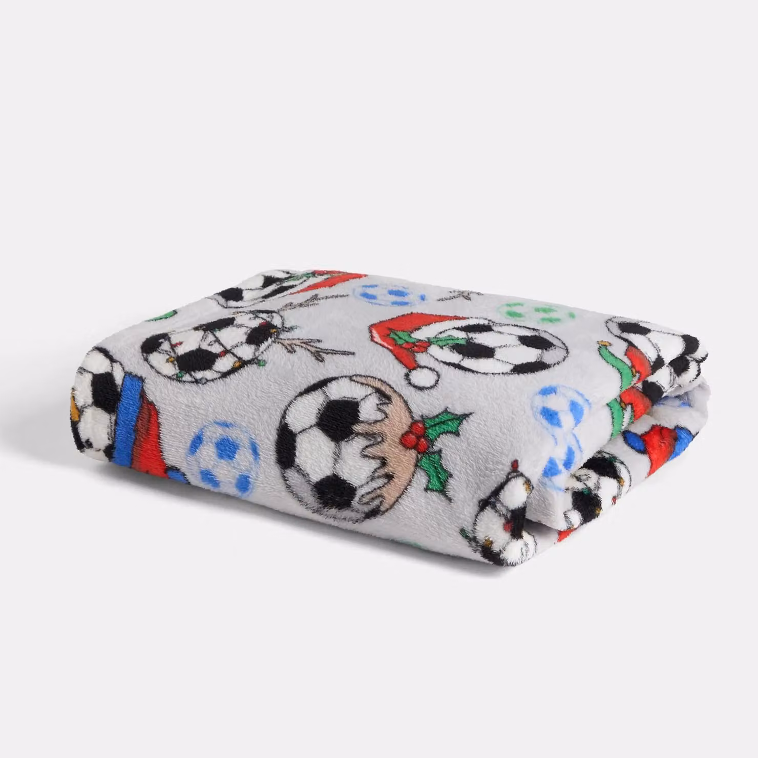 OHS Kids Christmas Football Soft Fleece Blanket in Charcoal, W/D/H: 120 x 150 cm – 2