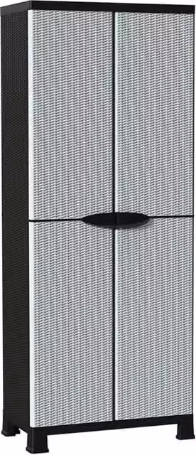 Berkfield Home Grey Plastic Cabinet with Rattan Design, W/D/H: 68 x 39 x 171.5 cm – 1