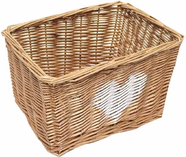 Topfurnishing Heart Full Wicker Willow Wedding Hamper Storage Basket in Brown, Width: 24 cm