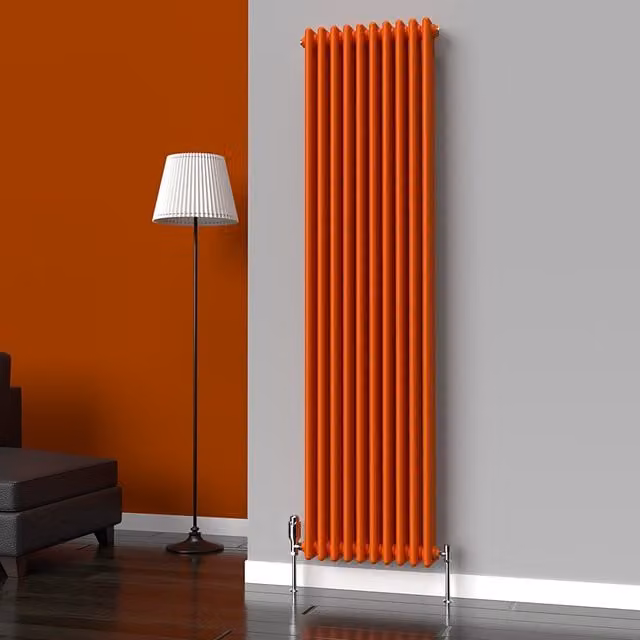 Lux Heat Vertical Coloured Column Radiator in Sunburst Orange, H 180 cm x W 47 cm