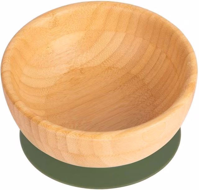 Tiny Dining Bamboo Non-Slip Suction Cereal Bowl for Babies and Toddlers in Green – 1