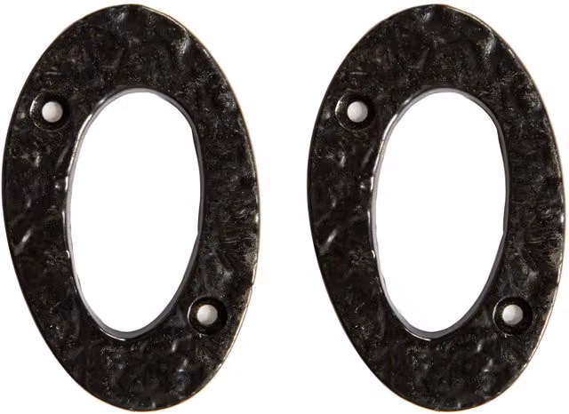 Hammer and Tongs Rustic Iron Number 0 Wall Numeral, Black, Pack of 2 – 6