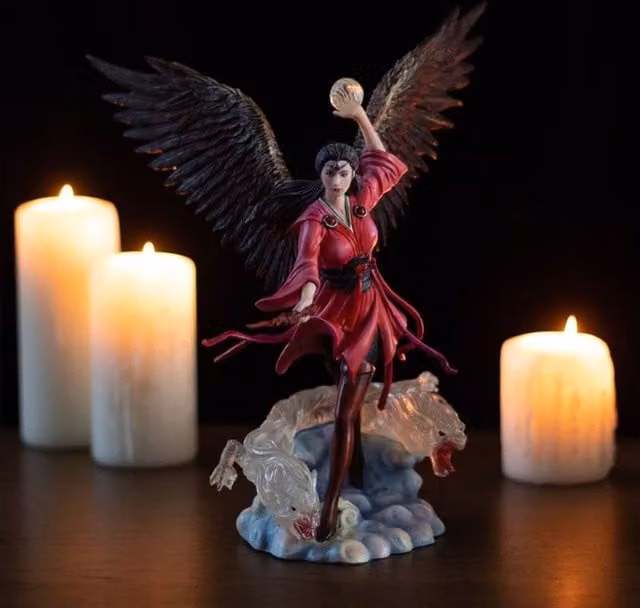 Uniqueful Air Elemental Sorceress Figurine by Anne Stokes in Red, Black and Transparent, Height: 15 cm – 1