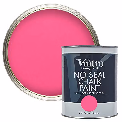 Vintro Deptford Pink No Seal Chalk Paint, Matt Water Based Interior and Exterior Paint for Wood and Metal, 1 l