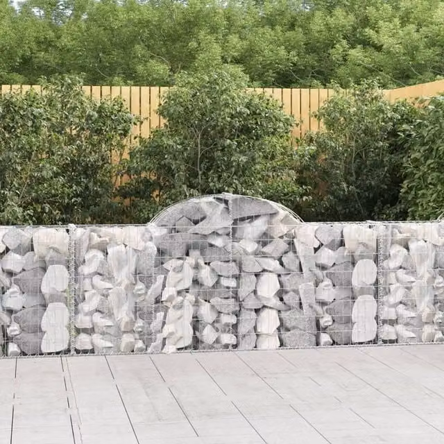 Berkfield Home Arched Gabion Baskets, 13 Piece Set, Silver Galvanised Steel, W: 200 cm, D: 30 cm, H: 80-100 cm