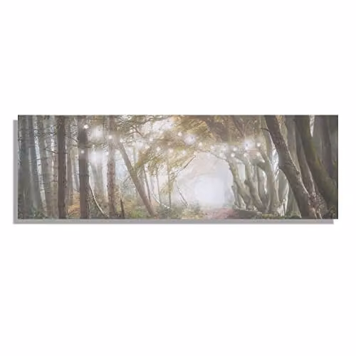 Art for the Home Woodland Wander LED Printed Canvas in White, Green and Brown – 3