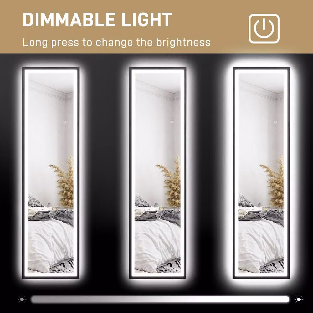 STILVORA Full Length Rectangular Mirror with Dimmable LED Lights, Black, H 150 cm x W 40 cm – 4
