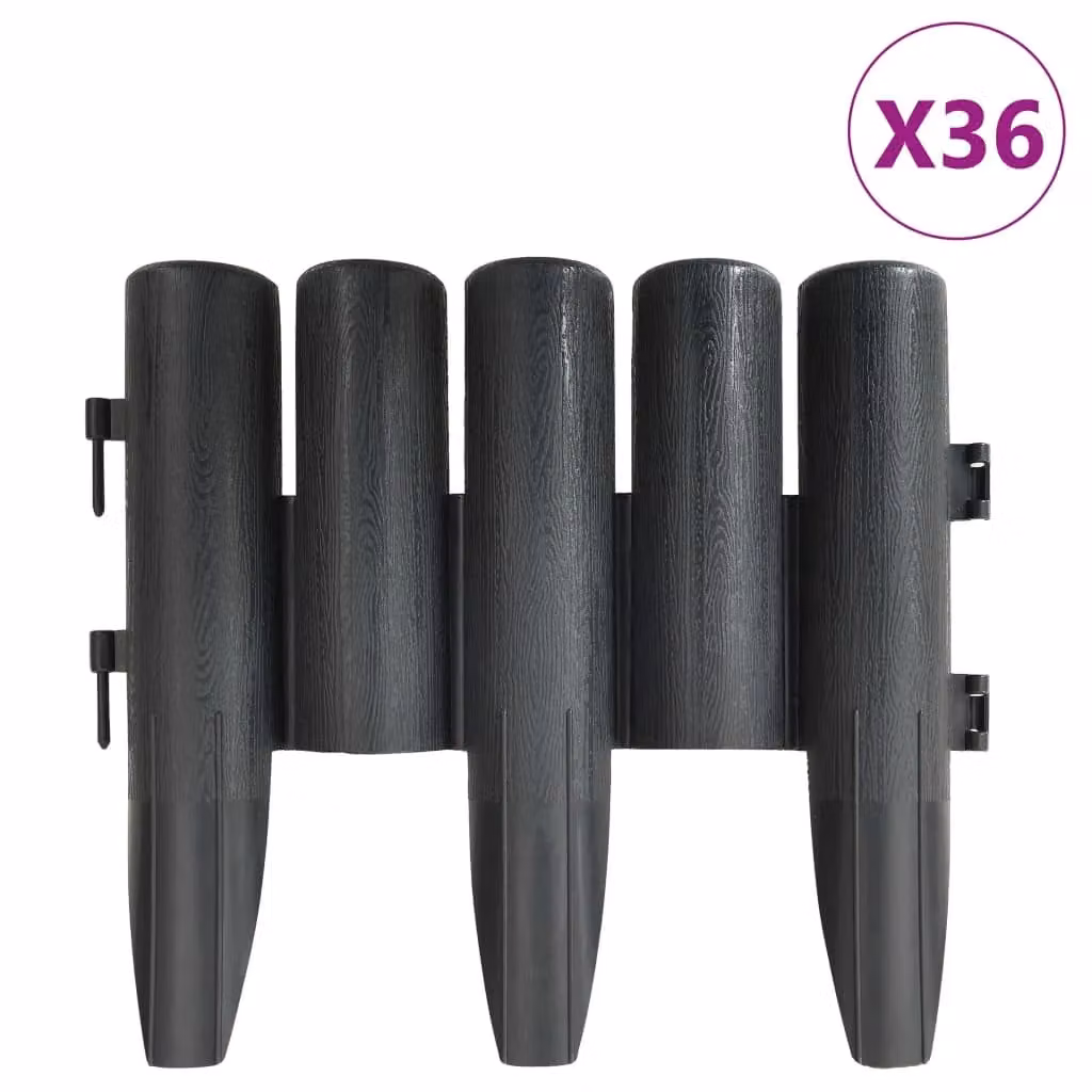 Berkfield Home Lawn Edgings, 36 Pieces, Anthracite, 10 m – 2