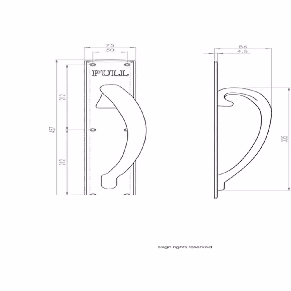 Loops Polished Brass Curved Right Handed Door Pull Handle with Engraved Pull Text – 2