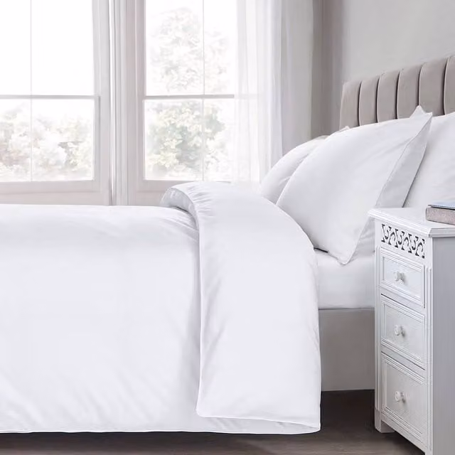 Sweet Dreams White T200 Percale Cotton Duvet Cover, Super King