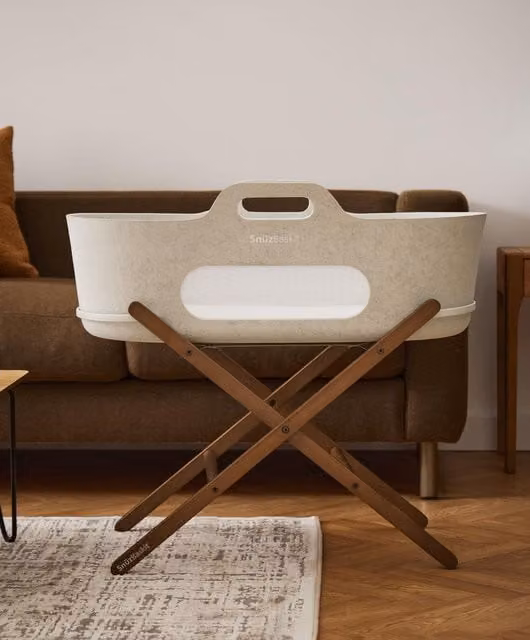 SnuzBaskit Moses Basket and Stand in Barley and Walnut