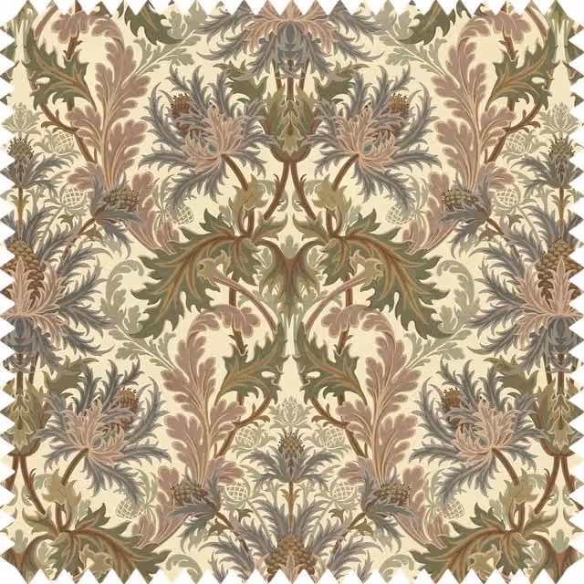 House of Hackney Aquifolia Organic Cotton Linen in Ecru, Beige and Multicolour