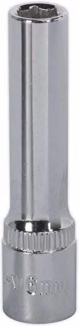 Loops 6mm Deep Drive Socket 1/4 inch Square Drive in Silver Chrome Vanadium