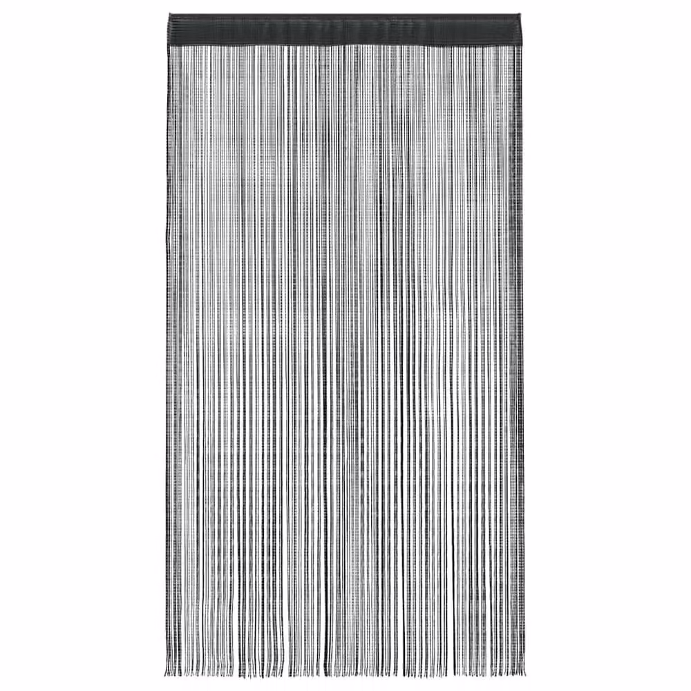 Berkfield Home Black String Curtains, 2 Pack, W: 140 cm, H: 250 cm – 2