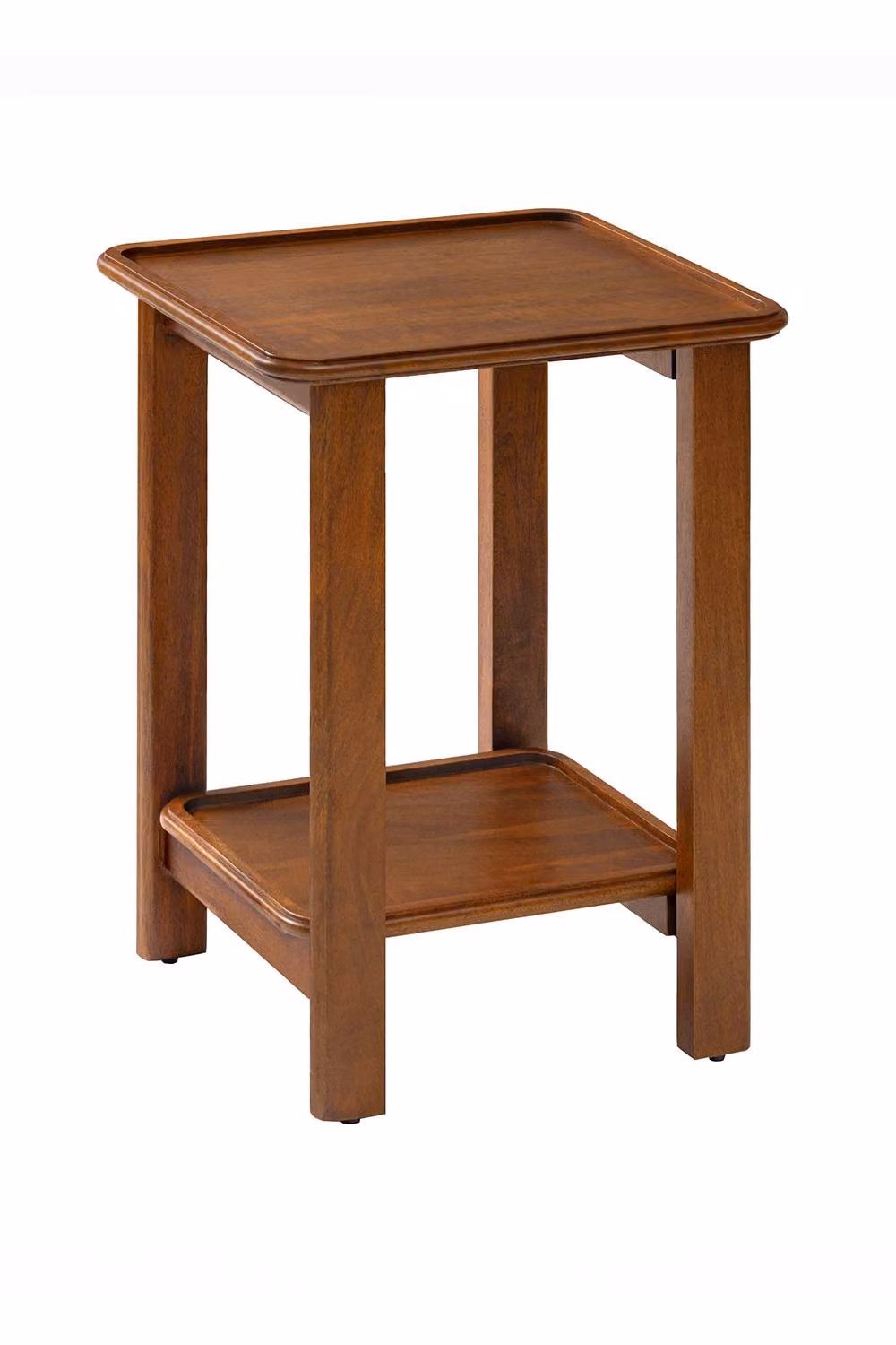 MH London Santorini Solid Mango Wood 2-Tier Side Table in Walnut Brown – 3