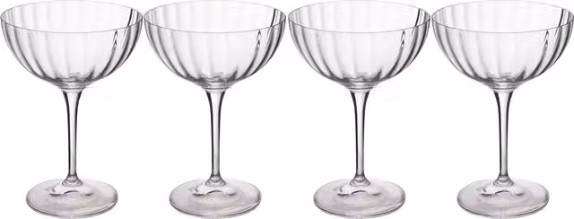 Mikasa Treviso Set of 4 Lead-Free Crystal Champagne or Cocktail Coupe Glasses, 300ml, Clear – 1