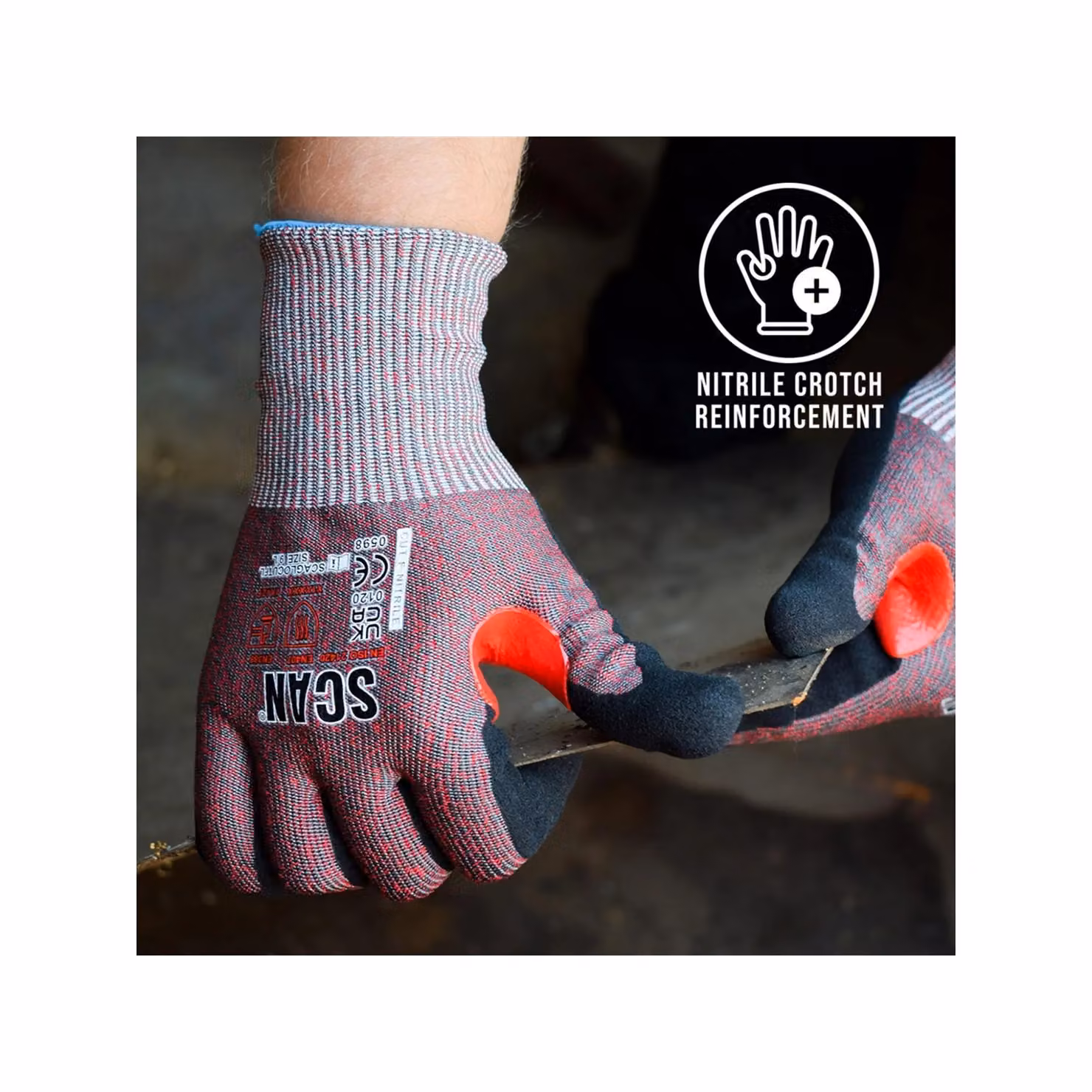 Scan Nitrile Palm Cut F Gloves, Multicolour, Large – 2