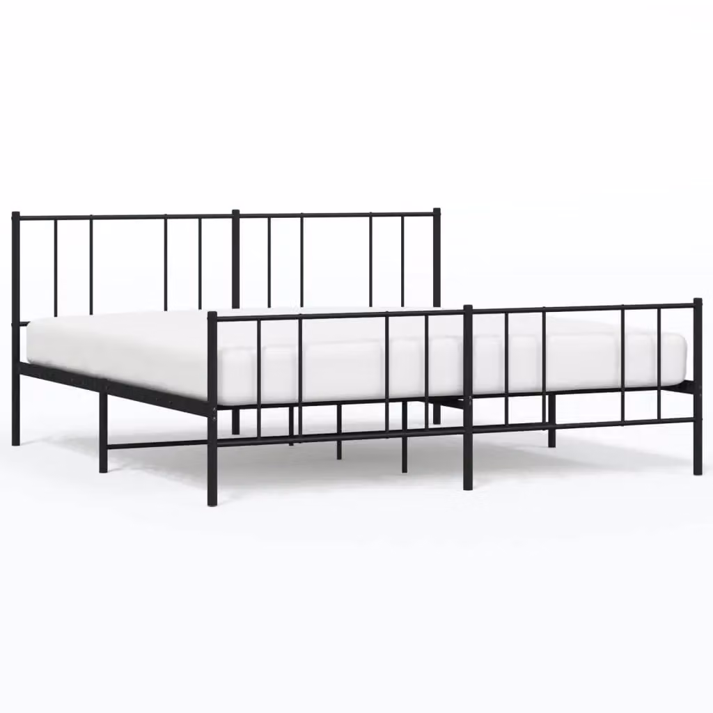 Berkfield Home Metal Bed Frame with Headboard and Footboard, Black, W/D/H: 180 x 200 cm – 2
