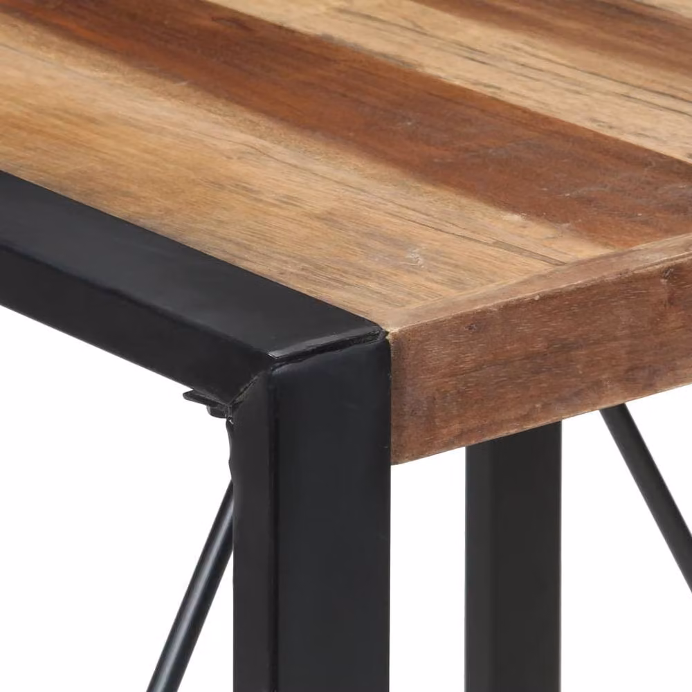 Berkfield Home Square Dining Table in Brown Solid Wood and Metal, W/D/H: 80 x 80 x 75 cm – 3