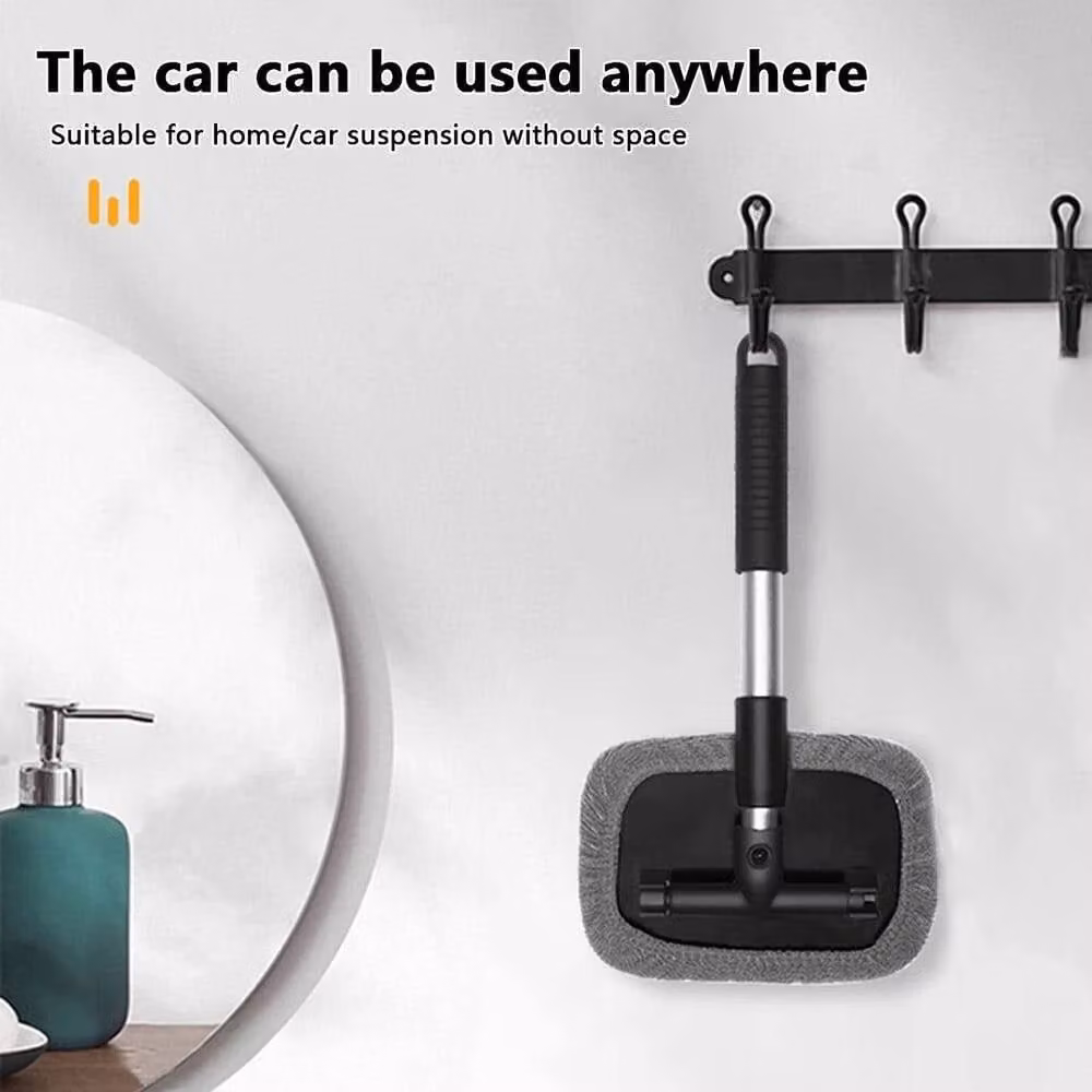 NESTLUNE 2-in-1 Bathroom Mop and Shower Scrubber with Telescopic Handle and Microfibre for Tub, Tile and Glass, Grey, W: 100 cm, D: 15 cm – 5