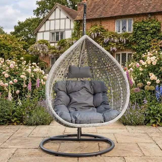 Rosewood & Stone Home Saltram Single Egg Chair in Dark Grey and Grey