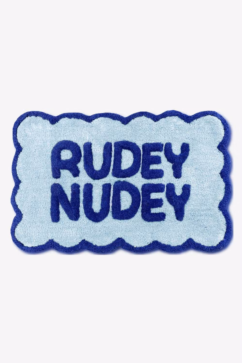 Mooky Mats Rudey Nudey Slogan Scalloped Bath Mat in Blue, Non-Slip, W: 80 cm, D: 50 cm – 3