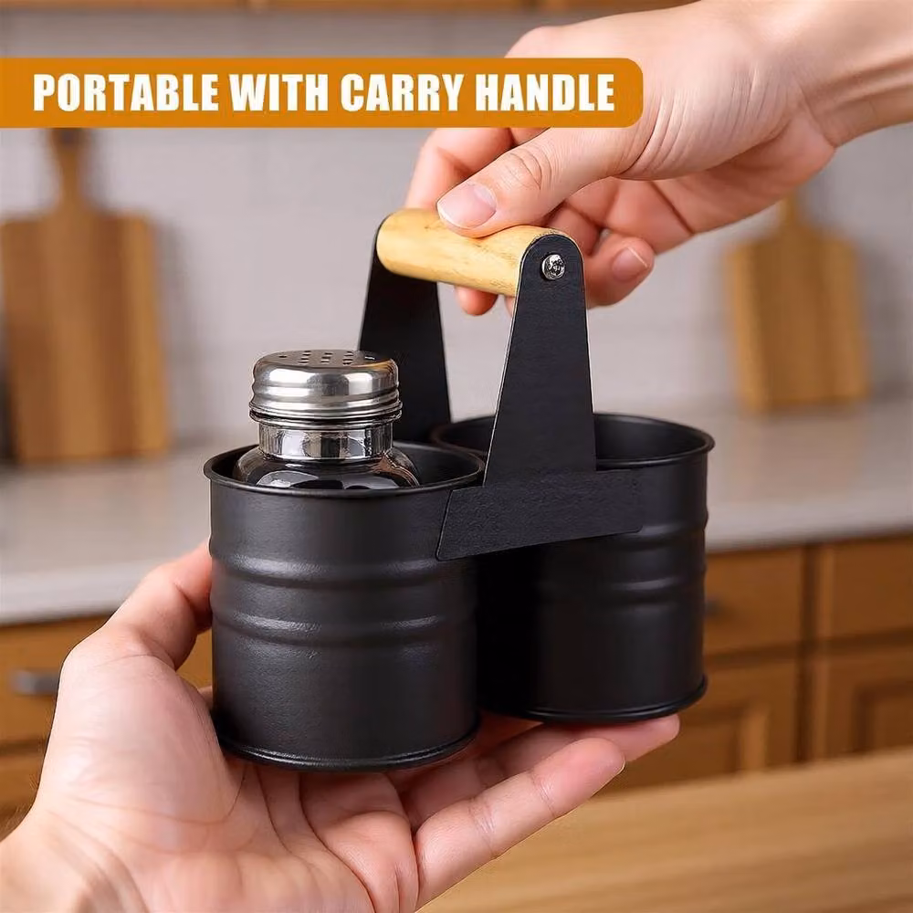 SPETLEK Grey Glass and Stainless Steel Salt and Pepper Shaker Set – 2