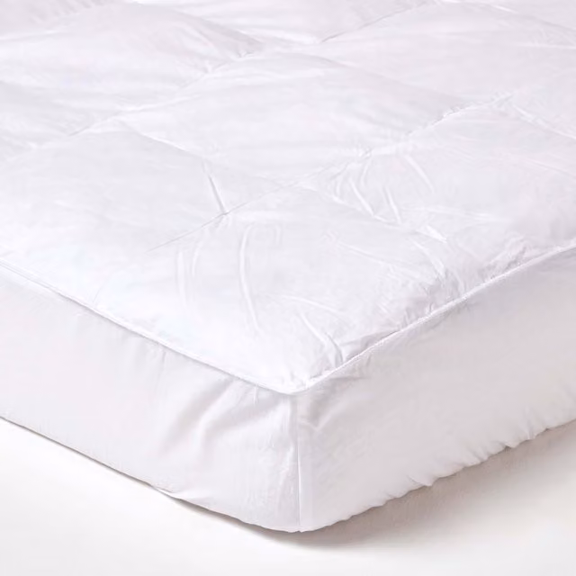 Homescapes White Duck Feather and Down Single Mattress Topper, W/D/H: 90 x 200 cm