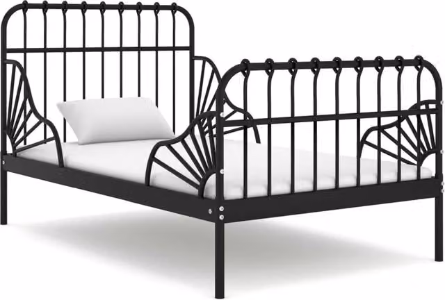 Berkfield Home Extendable Metal Bed Frame, Black, W: 80 cm, D: 130/200 cm