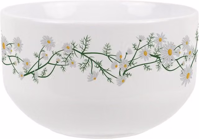 Purely Home Daisy Chains Floral Ceramic Cereal Bowl, White