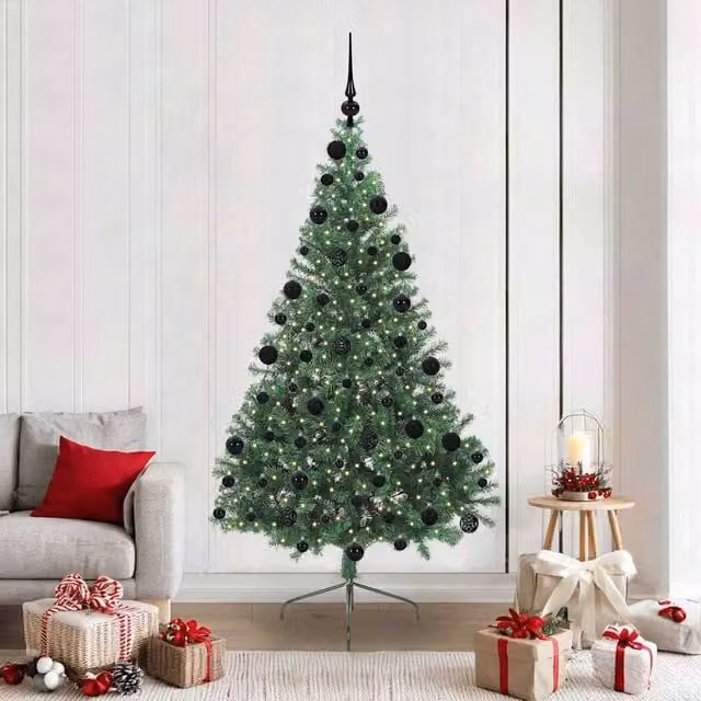 Berkfield Home Pre-lit Artificial Christmas Tree, Green, Height: 210 cm