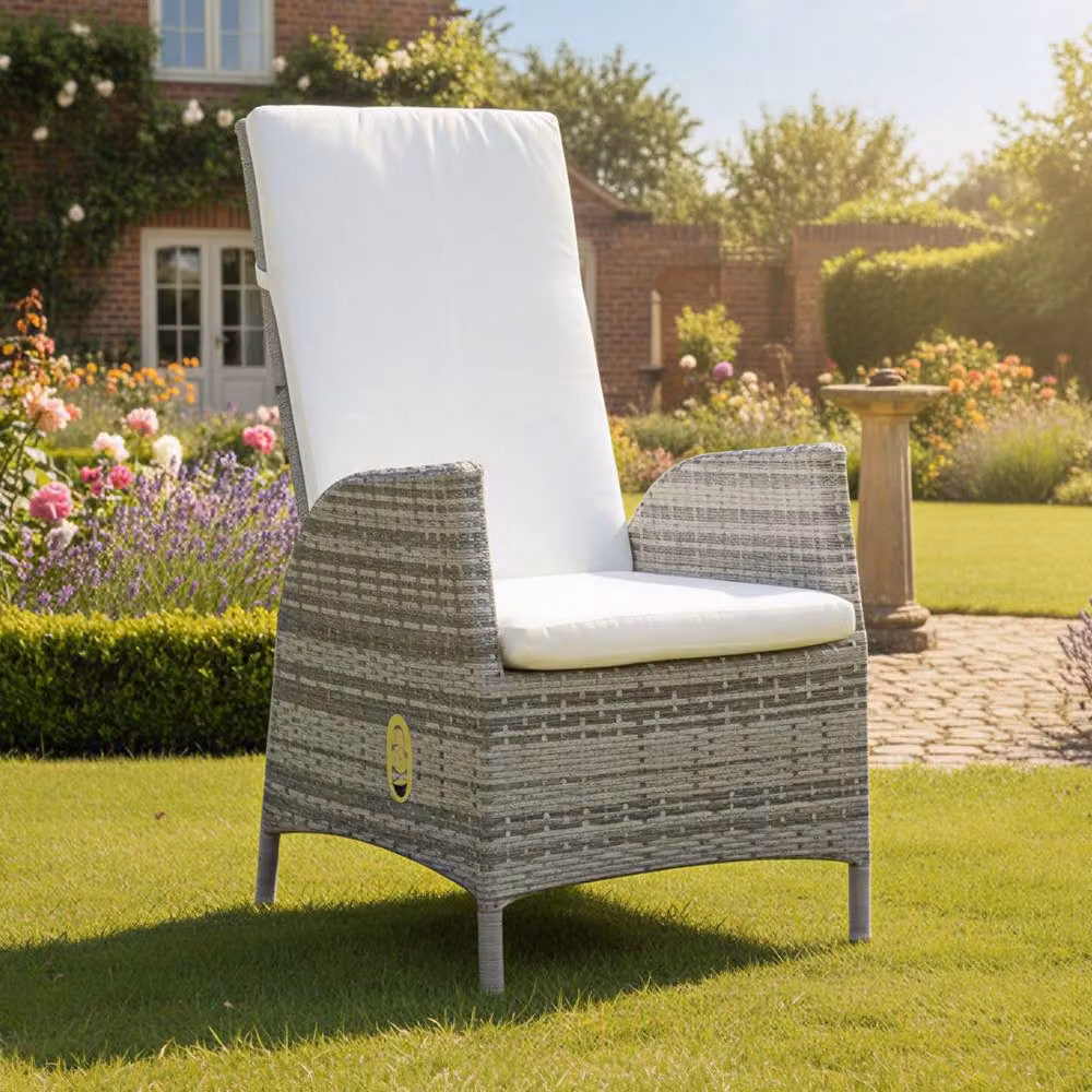Oseasons Lisbon Pack of 2 Rattan Reclining Dining Chairs in Mixed Grey with Aluminium Frame, H 108 cm x W 72 cm x D 58 cm – 2